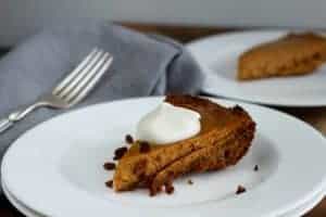 Gingersnap Pumpkin Pie slice on plate